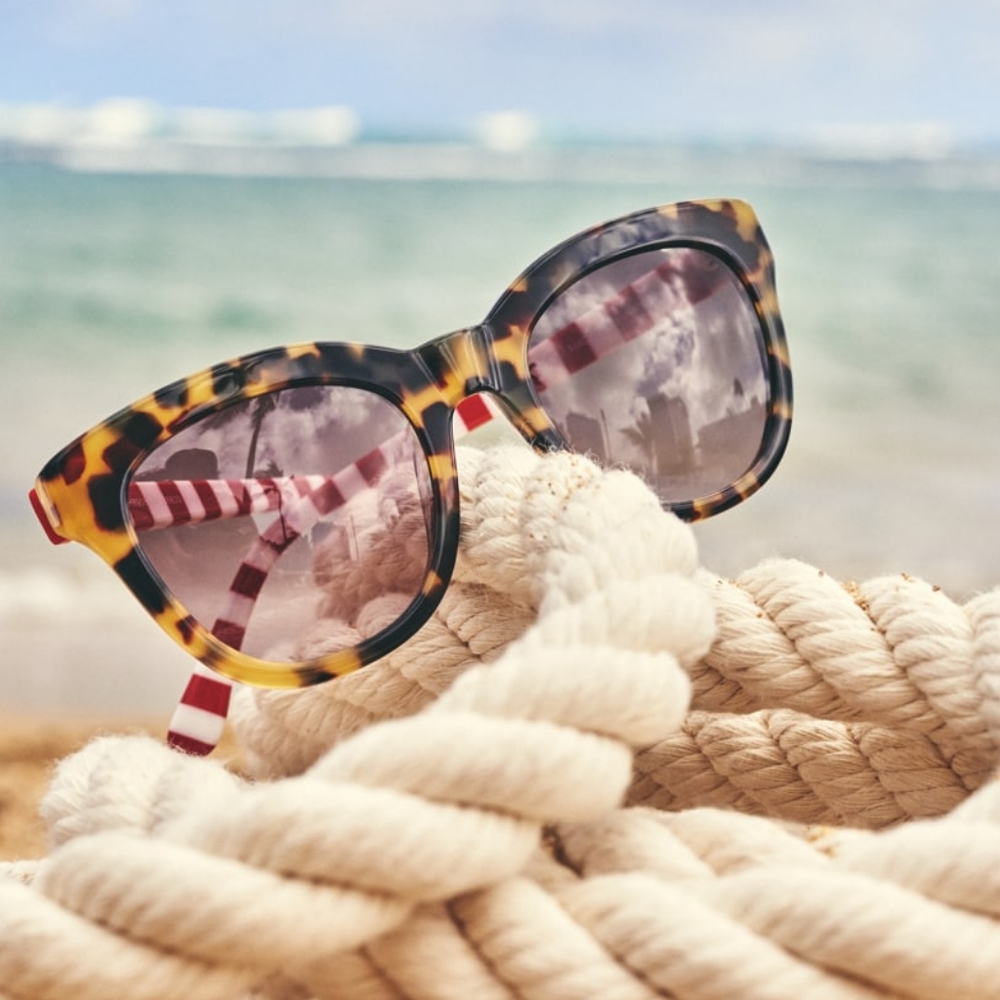 J Crew Nautical/Cheetah Print Sunglasses